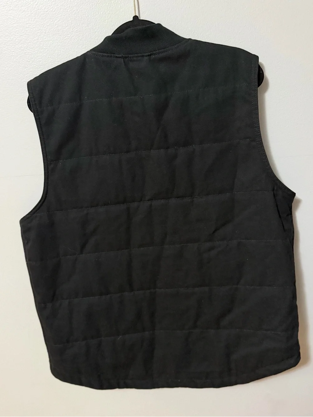 Wrangler Workwear Men’s Large Black Quilted Canvas Work Vest Full Zip
